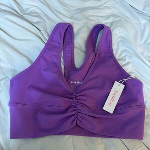 Women's Ruched Purple Sports Bra